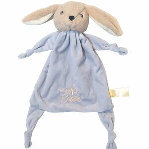 MTY International Bunny My 1st Easter Rattle Knotted Security Lovey Blanket 15"